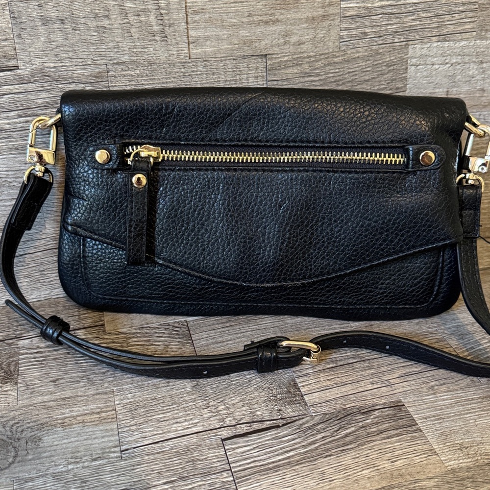 Merona Black Crossbody Bag with Gold Accents